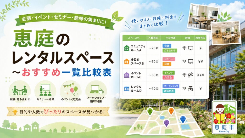 恵庭,レンタルスペース,おすすめ,口コミ,評判,場所