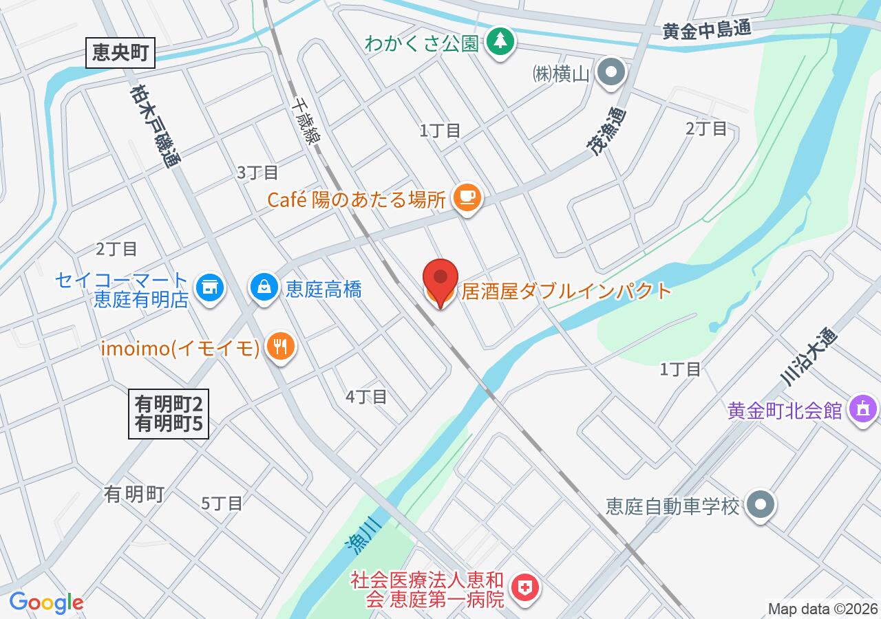 居酒屋ダブルインパクトの地図