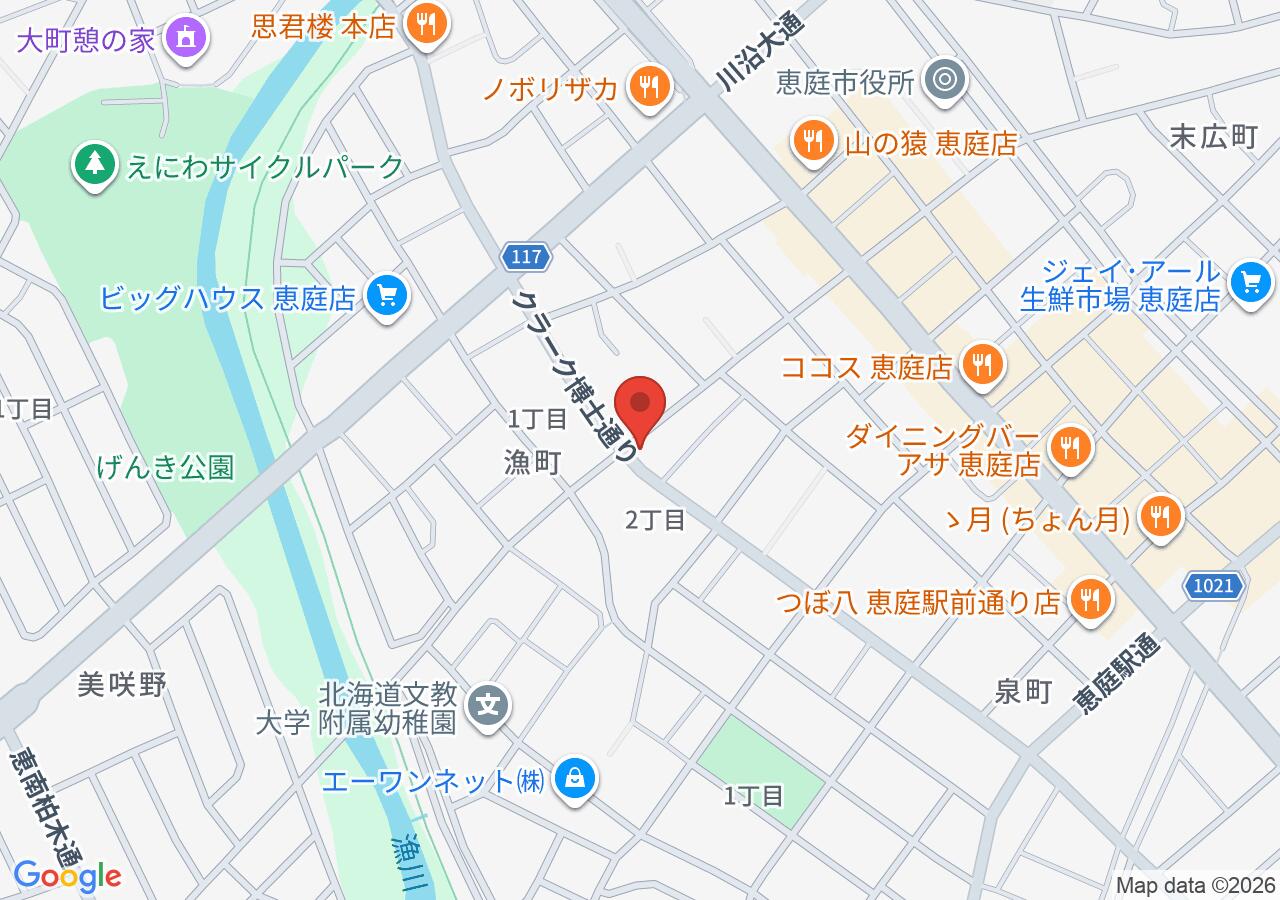 恵庭やきとりぶるちゃんの地図