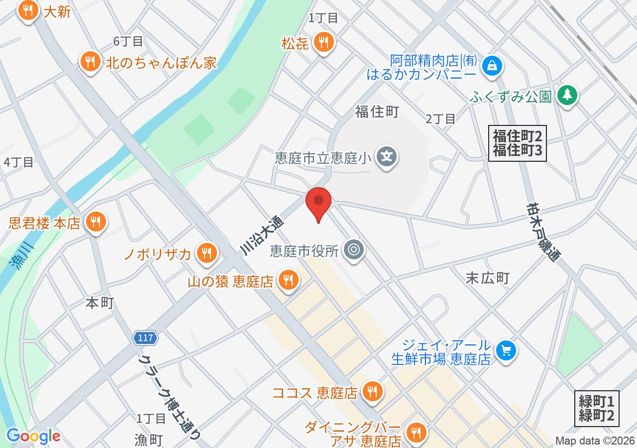 恵庭市民会館の地図