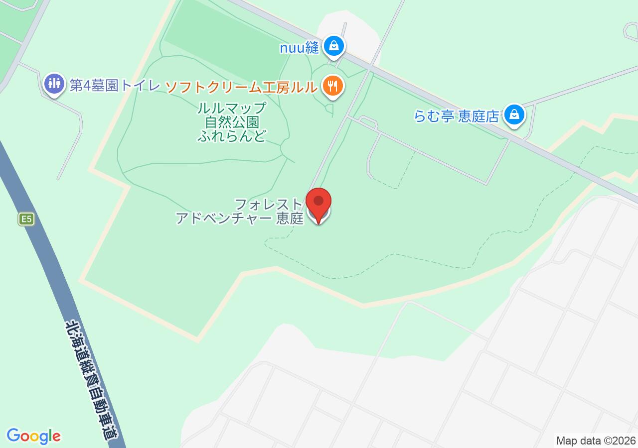 フォレストアドベンチャー 恵庭の地図