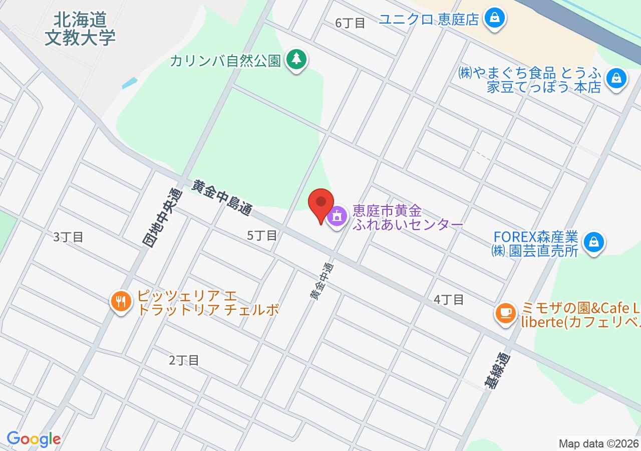 恵庭市黄金ふれあいセンターの地図