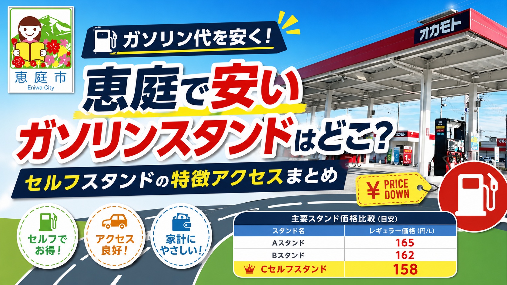 恵庭,ガソリンスタンド,安い,おすすめ,口コミ,評判,住吉