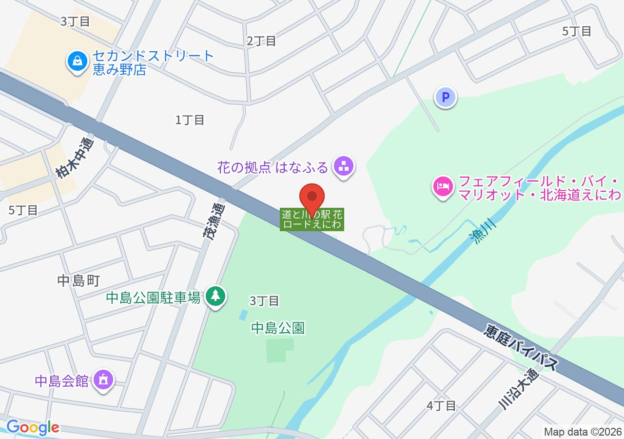 道と川の駅 花ロードえにわの地図