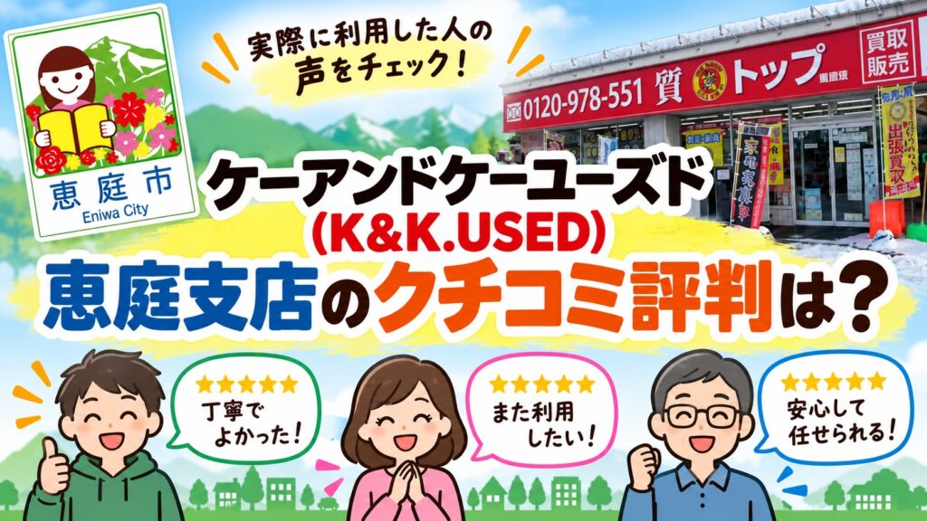 ケーアンドケーユーズド,K&K.USED,恵庭,買取,不用品,口コミ,評判,レビュー