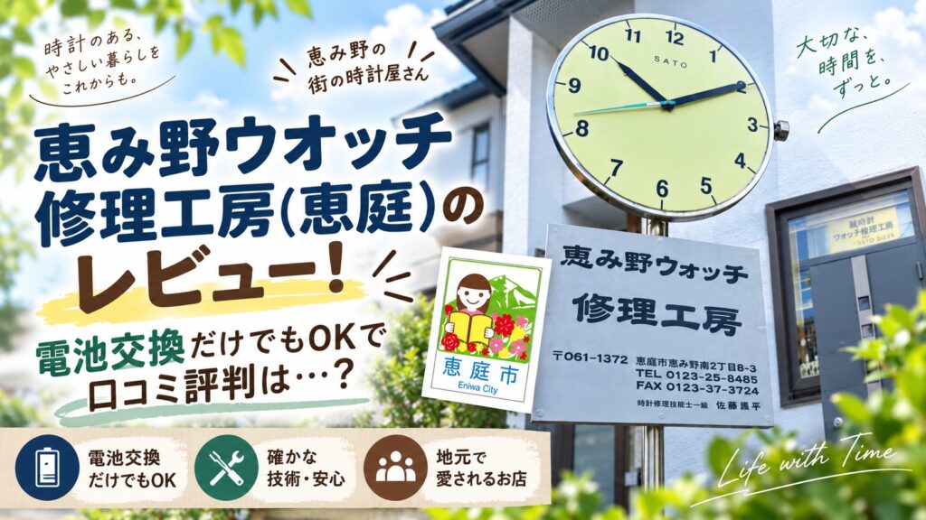恵み野ウオッチ修理工房,恵庭,恵み野,口コミ,評判,レビュー,料金