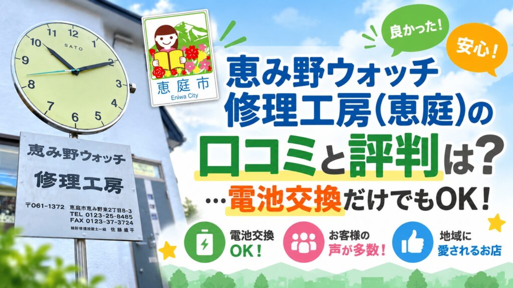 恵み野ウオッチ修理工房,恵庭,恵み野,口コミ,評判,レビュー,料金