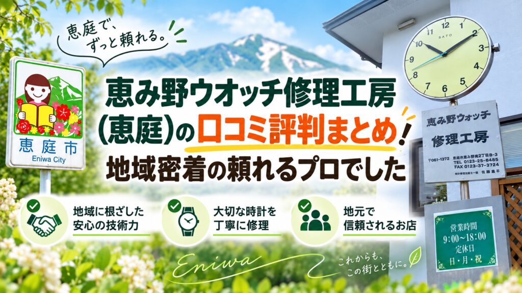 恵み野ウオッチ修理工房,恵庭,恵み野,口コミ,評判,レビュー,料金