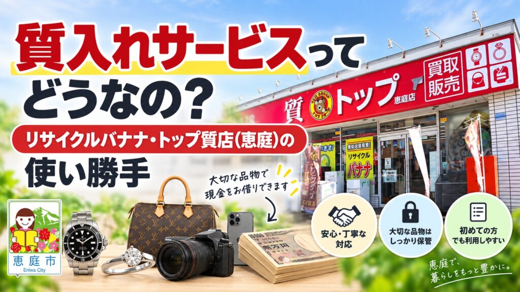 リサイクルバナナ,トップ質店,恵庭,リサイクルショップ,買取,査定,口コミ,評判,レビュー,質屋