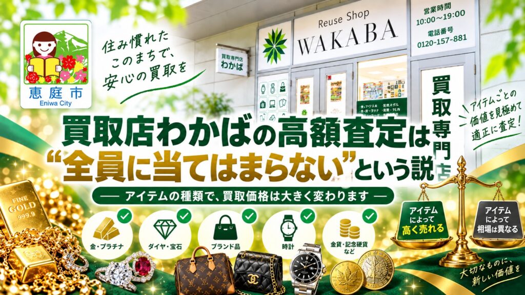 買取店わかば恵庭,フレスポ恵み野店,恵庭,金,買取,リサイクル,口コミ,評判,レビュー
