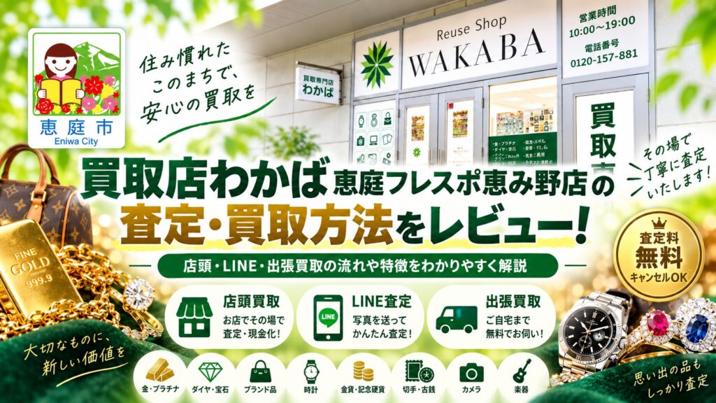 買取店わかば恵庭,フレスポ恵み野店,恵庭,金,買取,リサイクル,口コミ,評判,レビュー