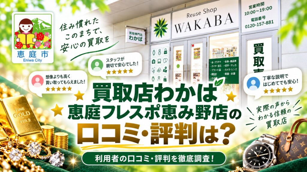 買取店わかば恵庭,フレスポ恵み野店,恵庭,金,買取,リサイクル,口コミ,評判,レビュー