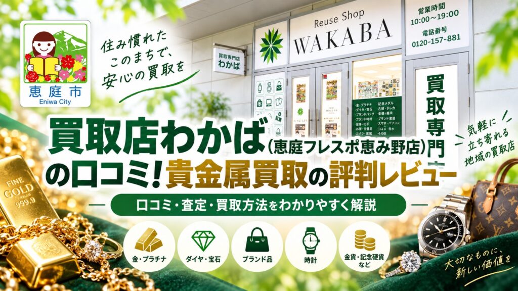 買取店わかば恵庭,フレスポ恵み野店,恵庭,金,買取,リサイクル,口コミ,評判,レビュー