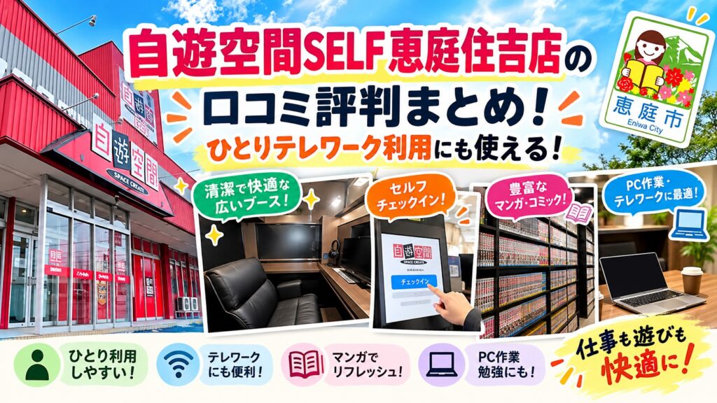 自遊空間SELF恵庭住吉店,自遊空間,恵庭,喫煙,ネットカフェ,口コミ,評判,レビュー