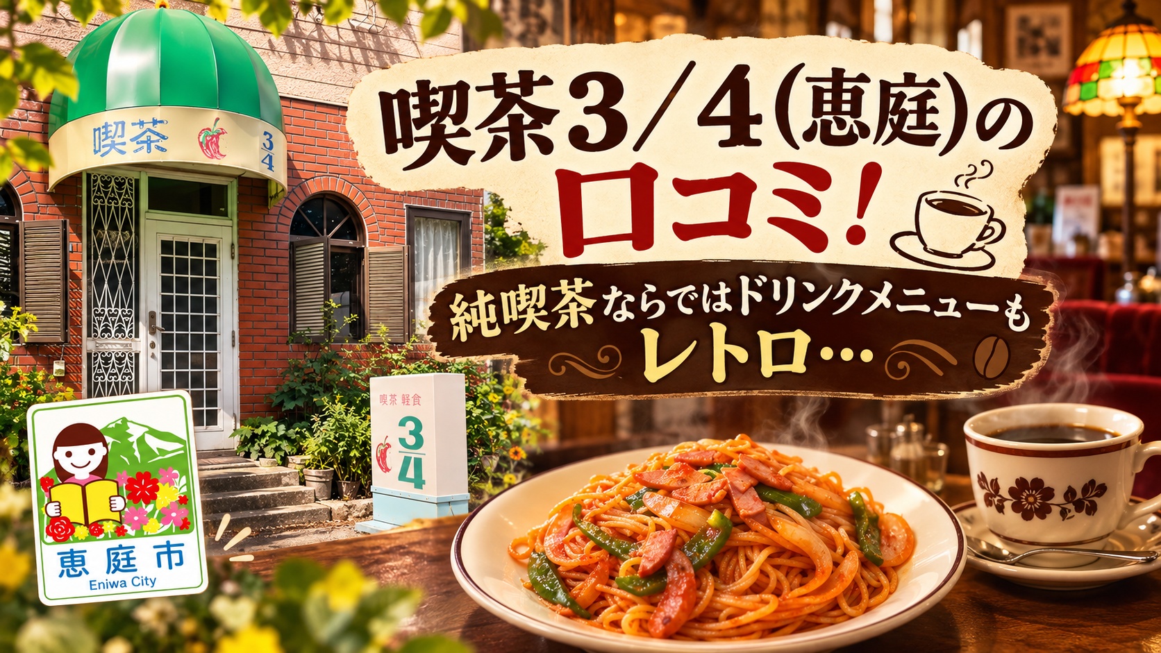 喫茶３/４,恵庭,純喫茶,カフェ,コーヒー.喫煙,口コミ,評判,レビュー